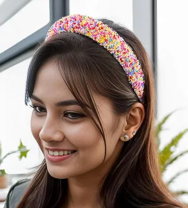 Широкая Обруч Блестки Розовый synthetic.ua - Фото 1