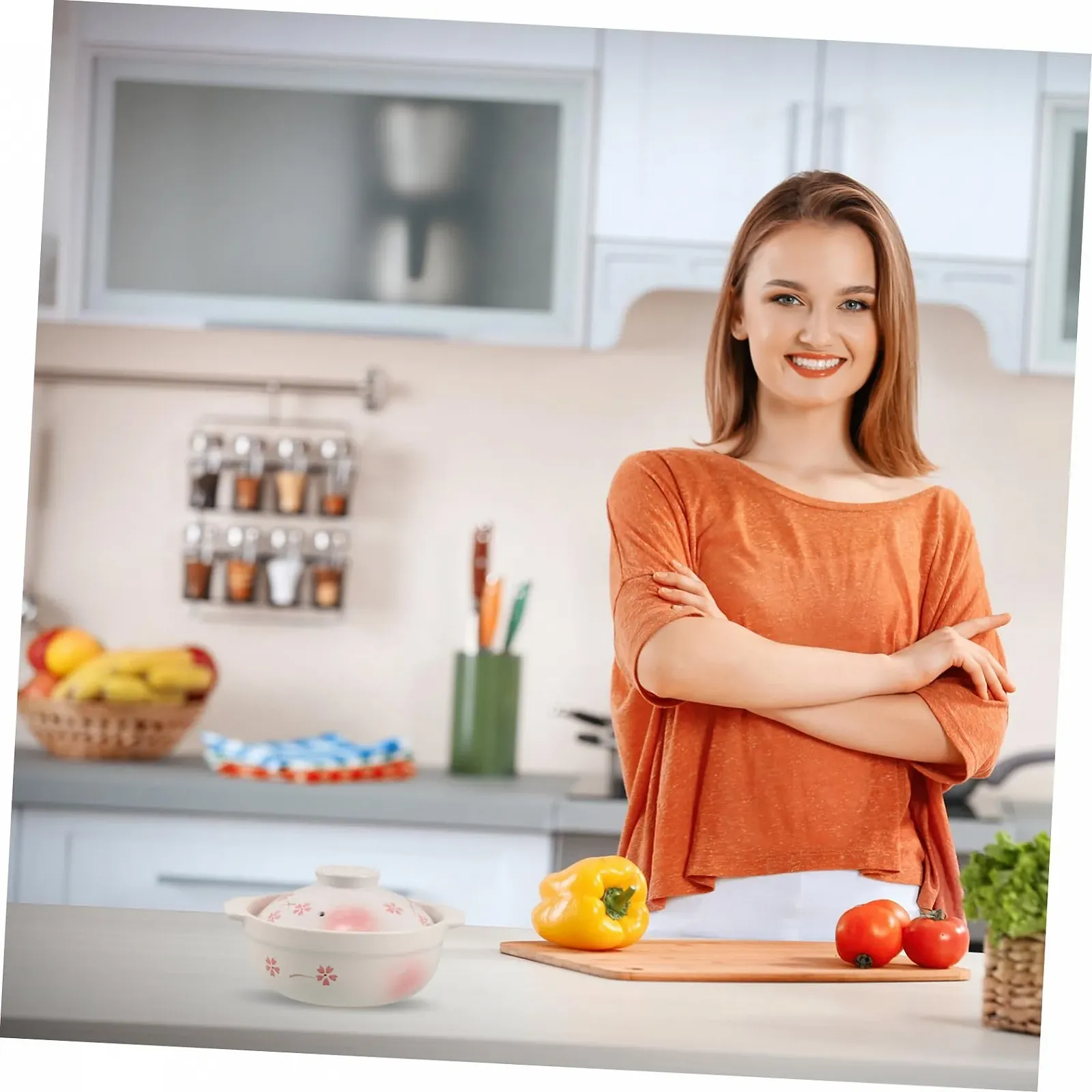 Кастрюля VALICLUD керамическая в японском стиле с крышкой термостойкая для медленного приготовления, фото №6