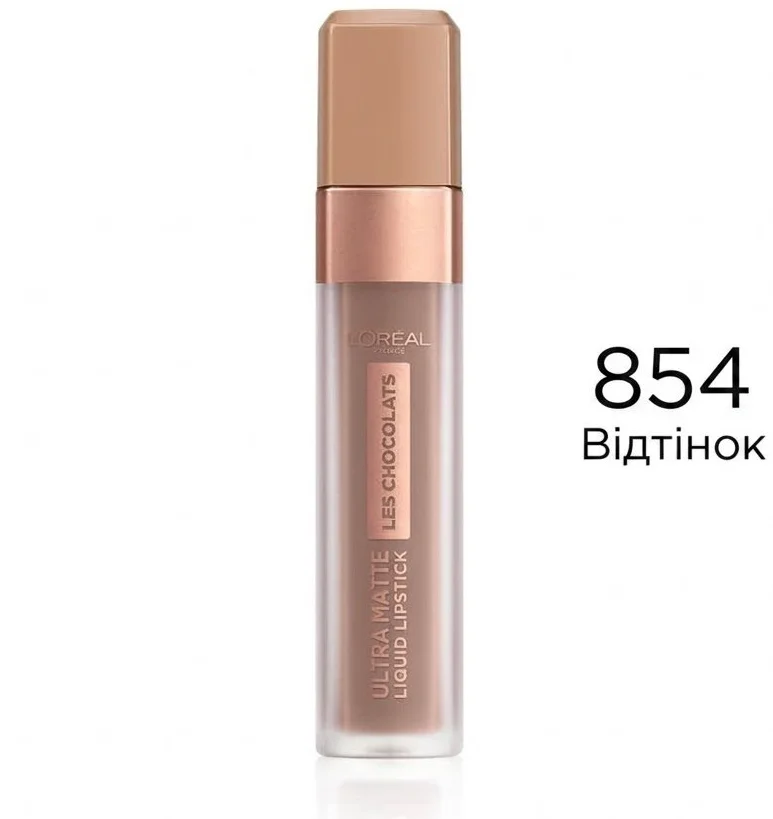 Матова стійка рідка помада L'Oreal Paris Les Chocolats Ultramatte 854 Bittersweet, фото №1