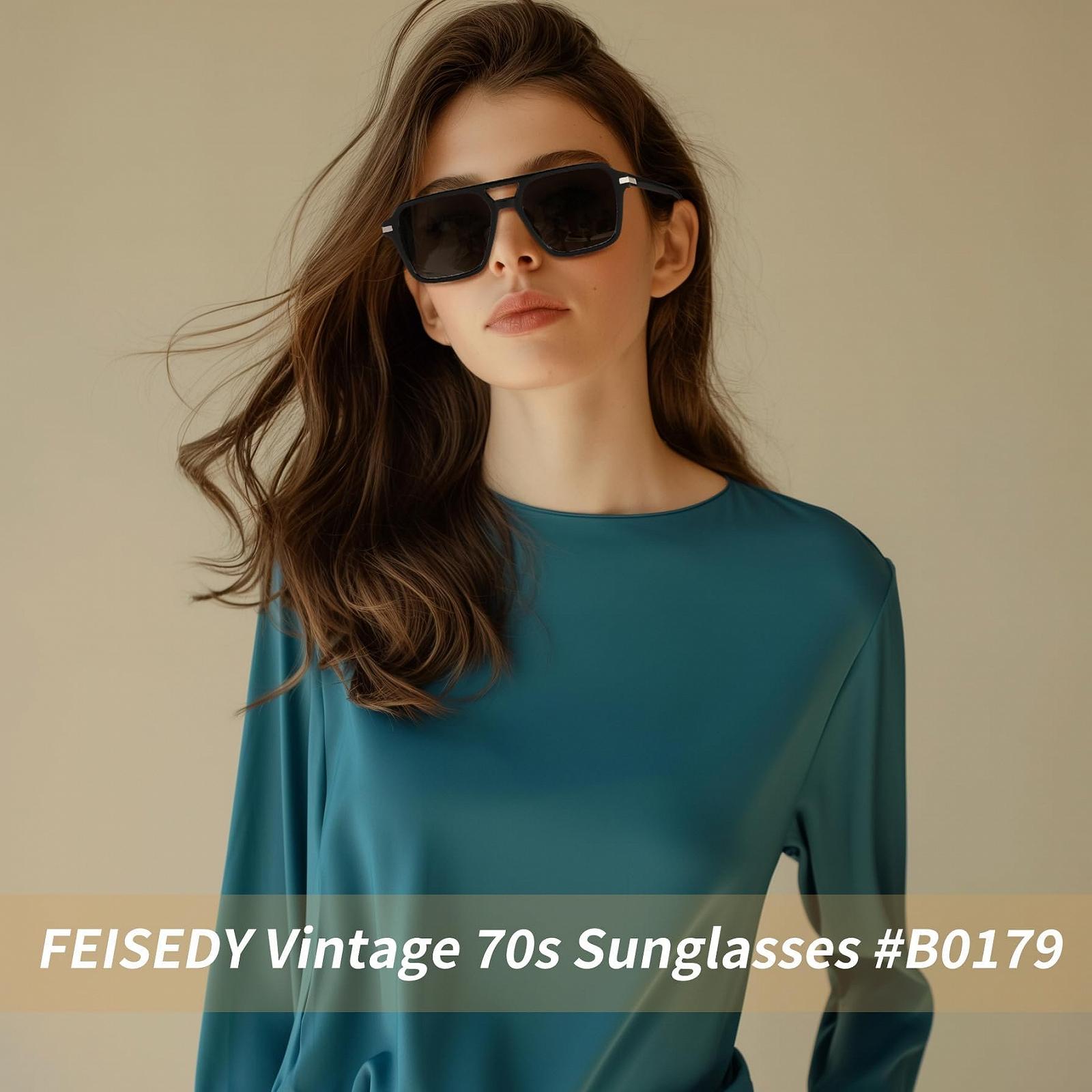 Сонцезахисні окуляри FEISEDY Ретро 70-ті Квадратні B0179, фото №2