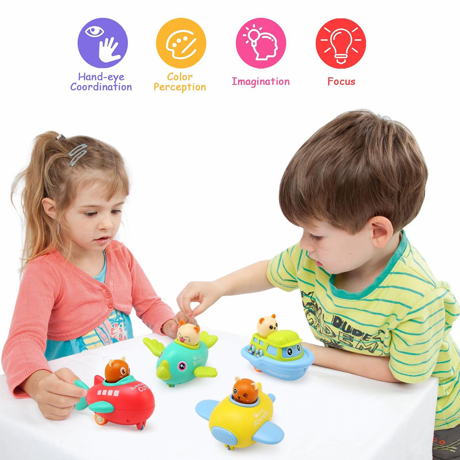 Іграшка LEADSTAR Friction Cars для 1 року 4 автомобілів з музикою, фото №2 Іграшка LEADSTAR Friction Cars для 1 року 4 автомобілів з музикою, фото №2