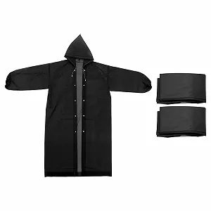 Пончо Patikil 2 шт. Легкий багаторазовий дощовик EVA для дорослих для їзди на велосипеді, піших прогулянок, активного відпочинку, чорний - Фото 1