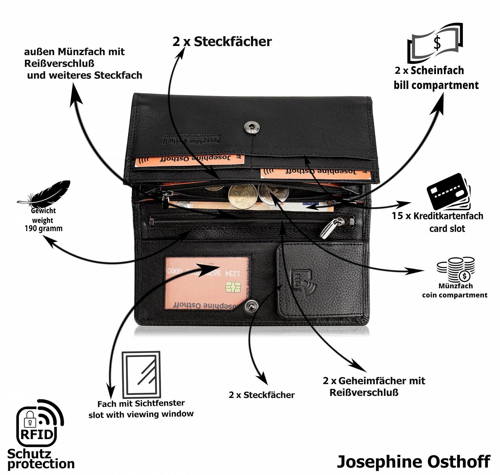 Кошелек Женский Кожаный Длинный Josephine Osthoff 907 Черный, фото №9
