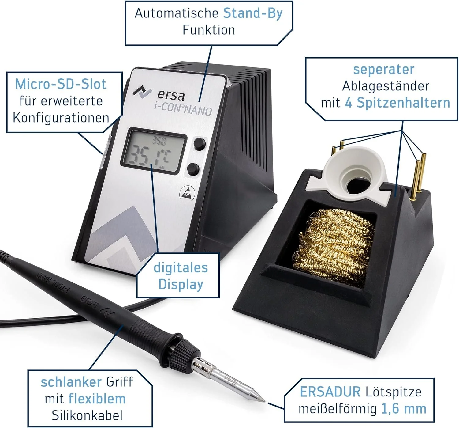 Паяльная станция Ersa i-CON Nano Черный, фото №2