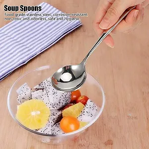 Набор круглых ложек 16 см из нержавеющей стали с длинной ручкой synthetic.ua - Фото 1