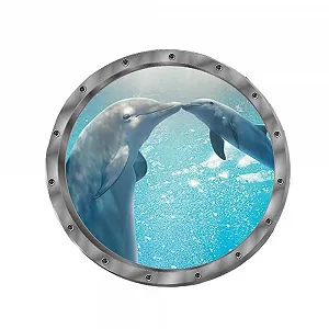 Наклейка на стіну 3D Window Dolphin Turtles Underwater World Dolphin - Фото 1