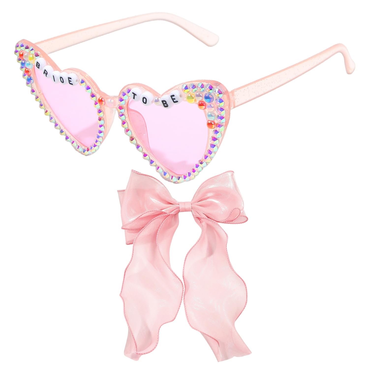 Солнцезащитные Очки в форме сердца Розовая оправа, Розовые линзы, фото №1