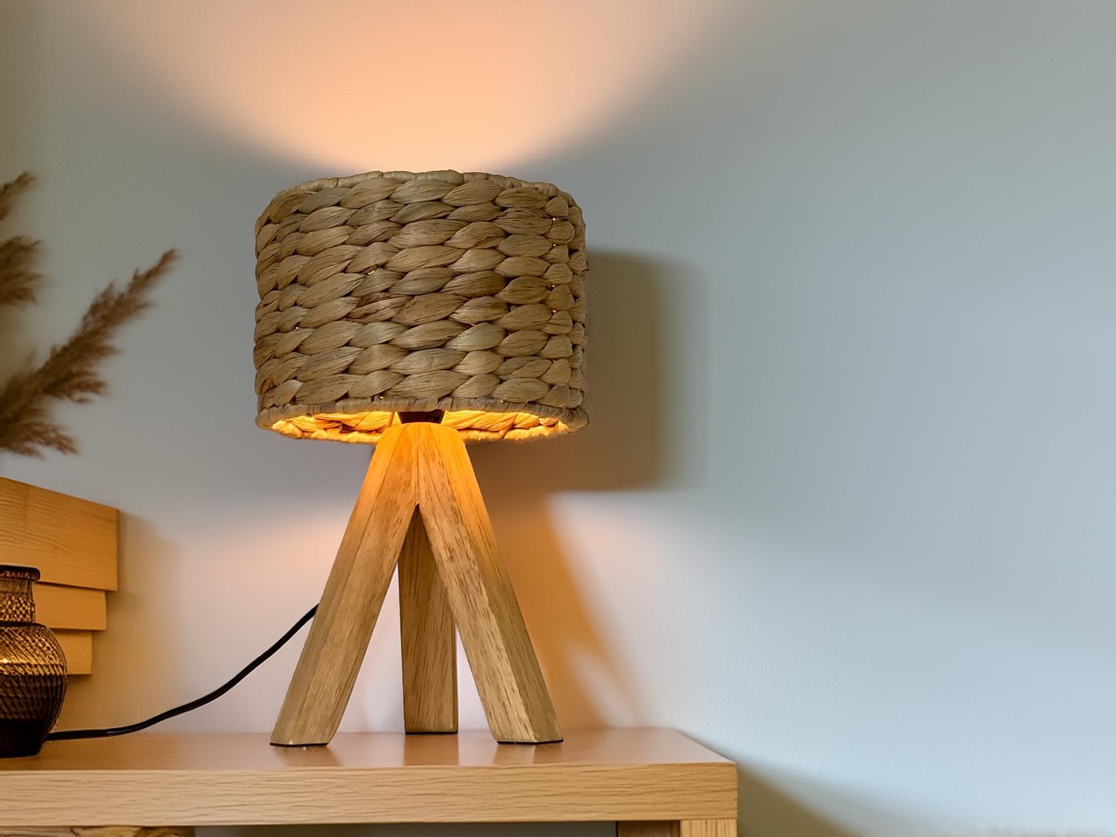 Настільна лампа meineWunschleuchte Тринога з абажуром із водяного гіацинта 26 см Small, фото №2