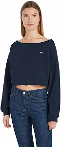 Женский свитшот Tommy Jeans с открытыми плечами и вырезом лодочкой - Фото 1