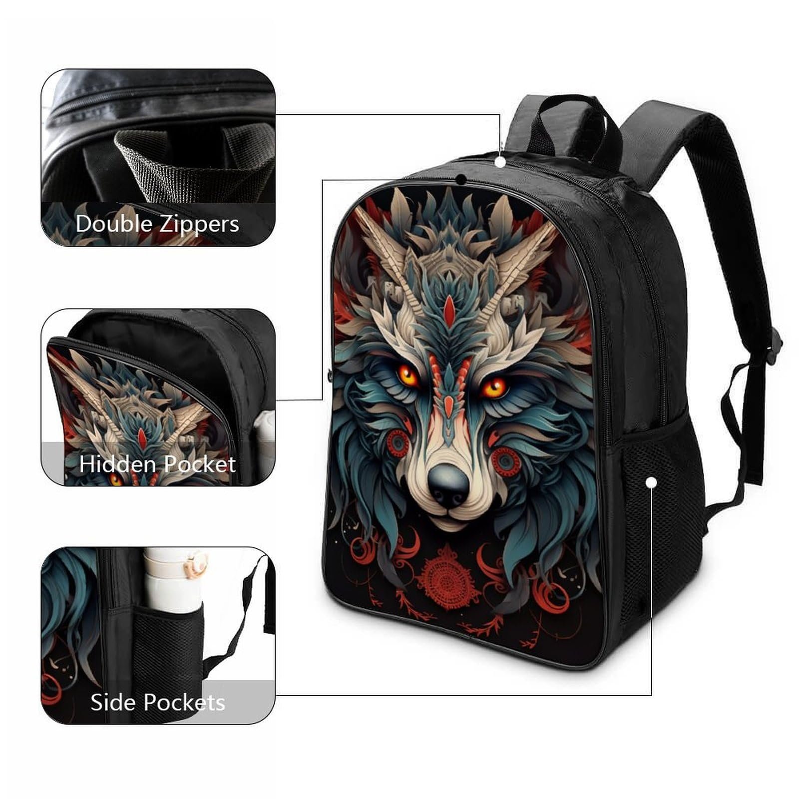 Шкільний рюкзак DPEOANEBN Wolf для дівчаток-підлітків, шкільний ранець для початкової школи, дитяча шкільна сумка, повсякденний рюкзак, 40x28x16 см, фото №3
