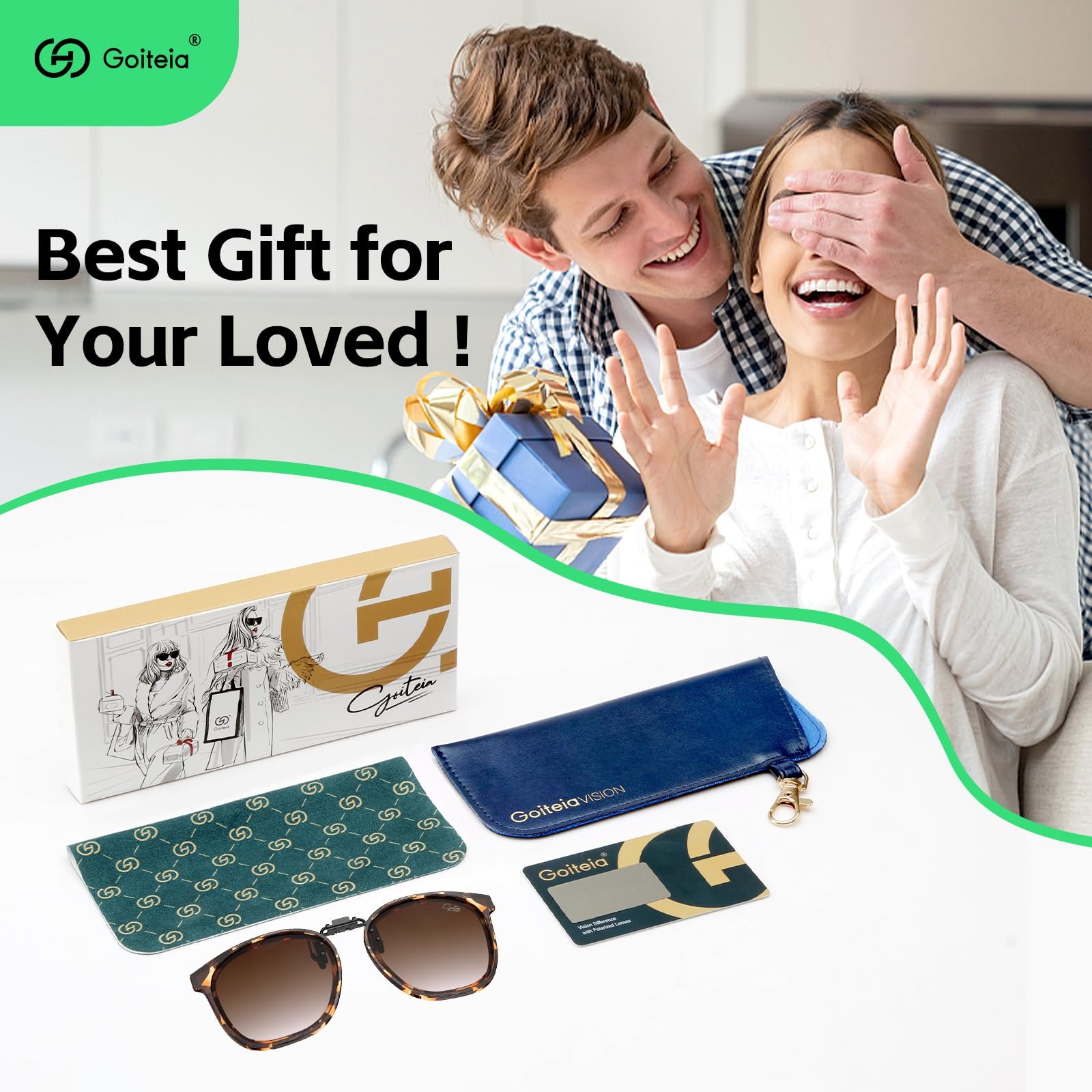 Сонцезахисні окуляри Goiteia, що прикріплюються до окулярів за рецептом, модна оправа, щоб приховати ваші окуляри, легко одягаються та знімаються, однією рукою, фото №7