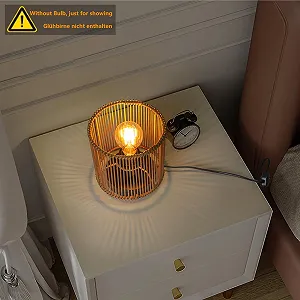 Настільна лампа Boho Retro Метал/Дерево Ротанг Коричнева synthetic.ua - Фото 1