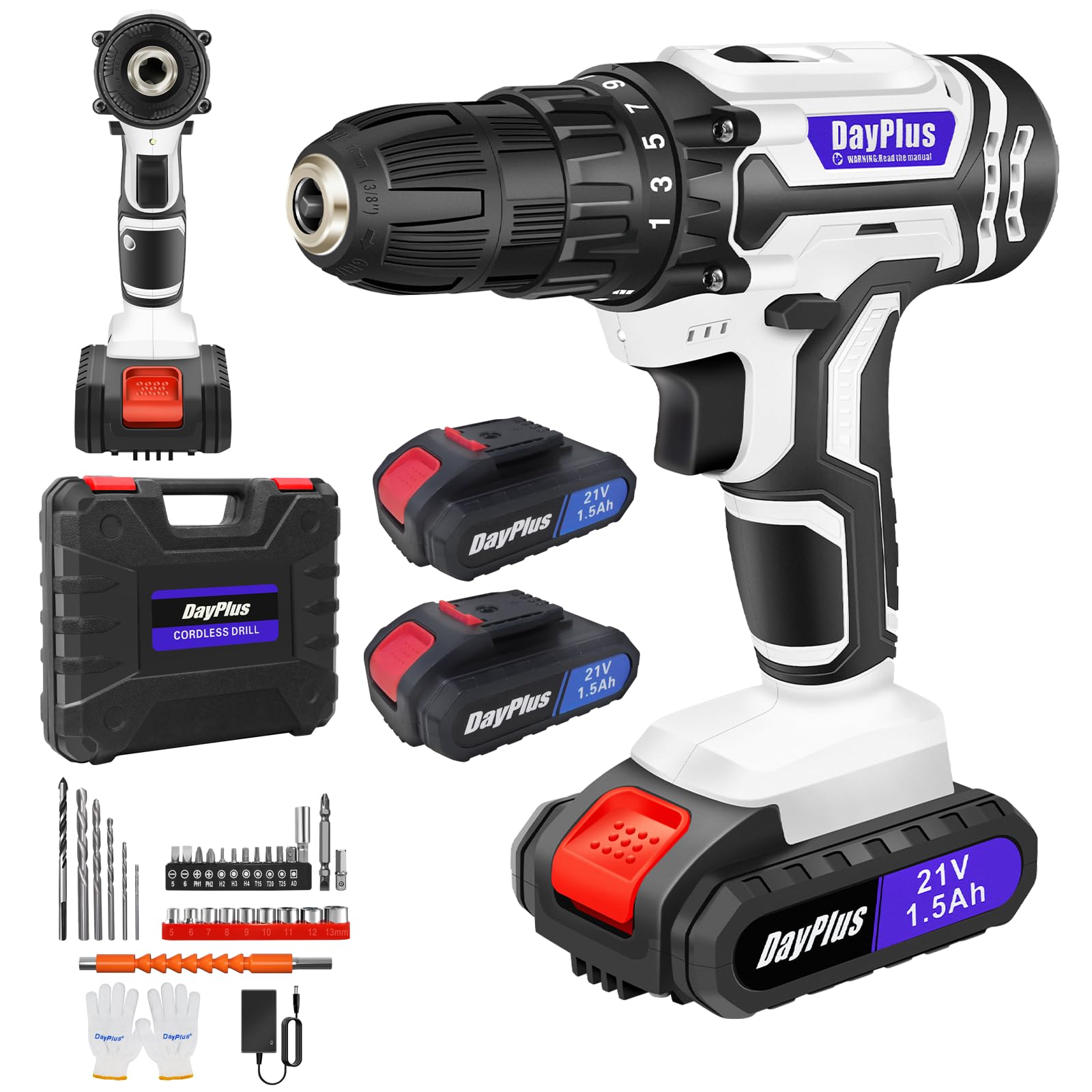 Аккумуляторная отвертка VickyHome 21 В Набор шуруповерта беспроводная дрель 45 Нм Макс с 2-скоростями и LED с набором из 29 аксессуаров для DIY проектов, фото №1