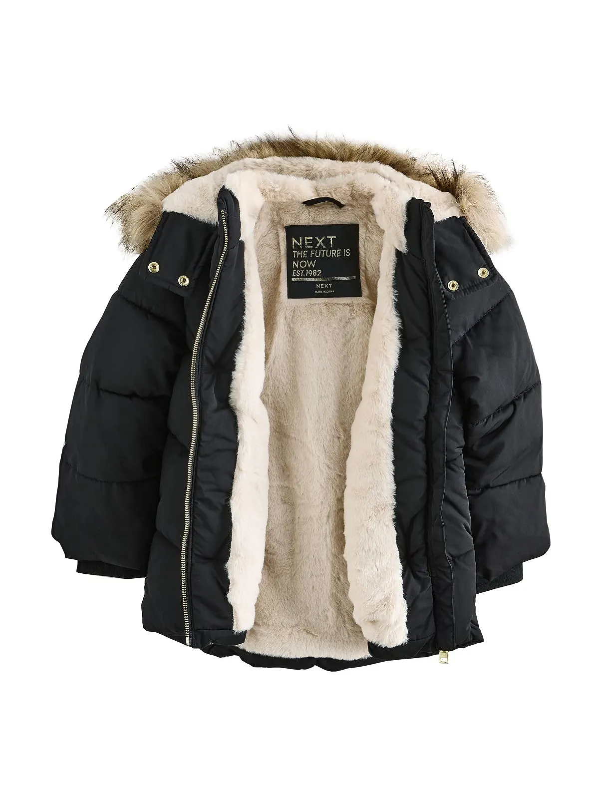 Куртка стьобана Next для дівчинки, водовідштовхувальна, з обробкою зі штучного хутра, фото №1 Куртка стьобана Next для дівчинки, водовідштовхувальна, з обробкою зі штучного хутра, фото №1