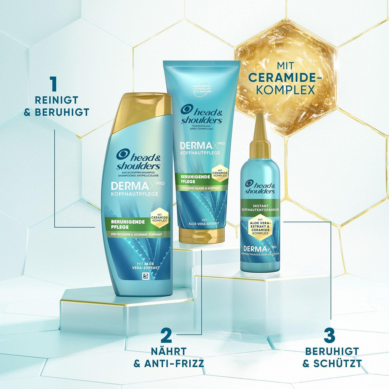 Шампунь против перхоти head & shoulders DERMAXPRO Успокаивающий уход за сухой, зудящей кожей головы (в сочетании с перхотью), 2 x 250 мл, фото №5