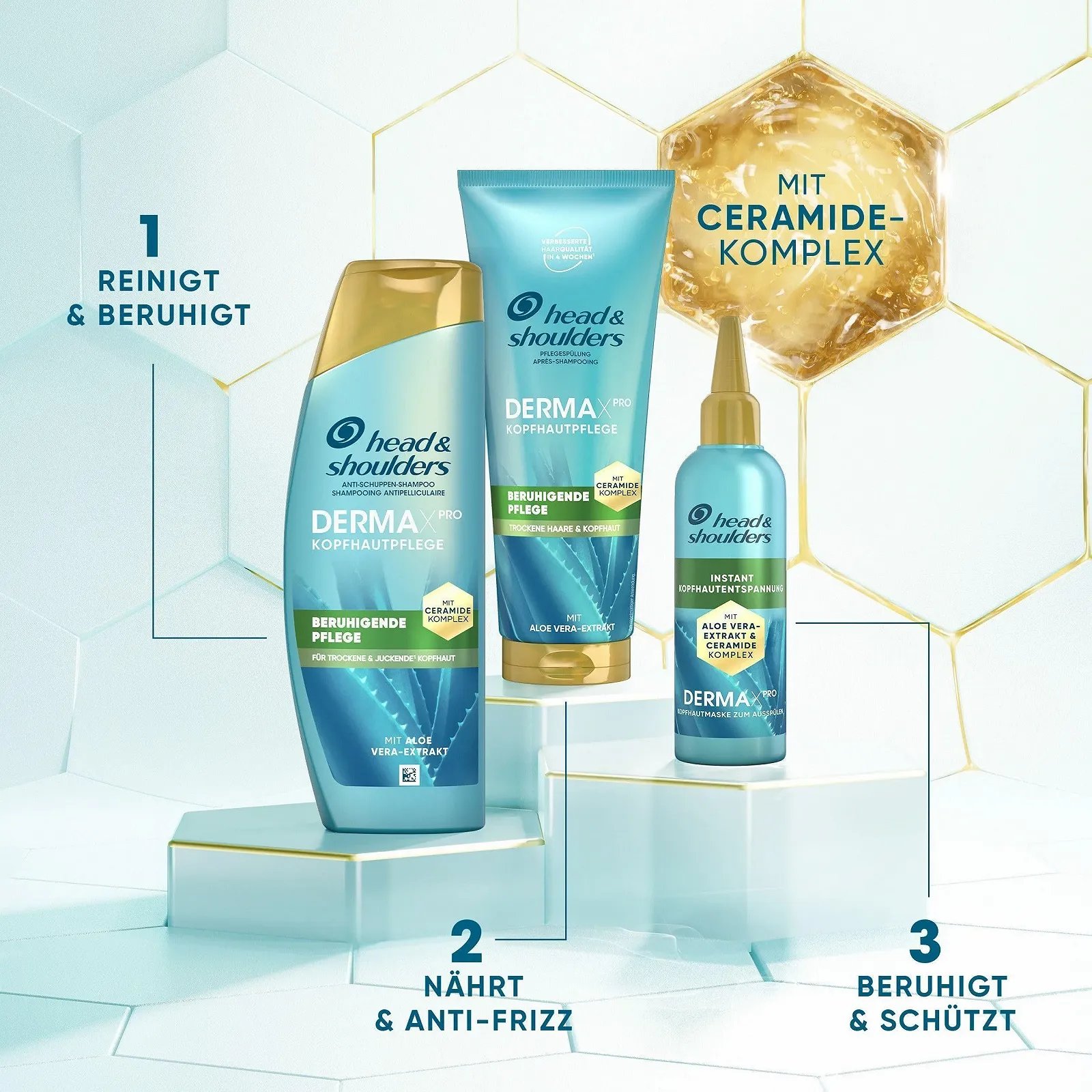 Шампунь проти лупи head & shoulders DERMAXPRO Заспокійливий догляд за сухою шкірою голови, що свербить (у поєднанні з лупою), 2 x 250 мл, фото №5