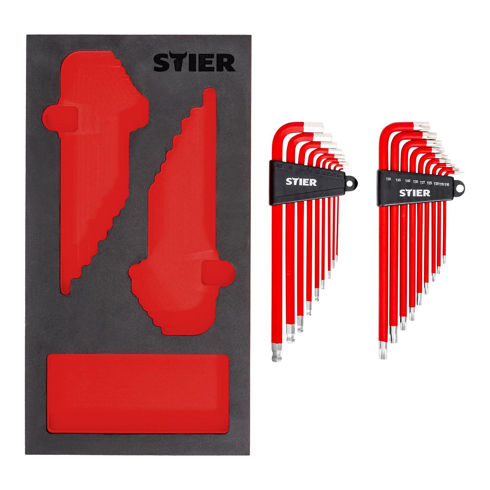 Набір шестигранних викруток STIER 6KT/TX 18 штук в м'якій пінній вставці (EVA) з високоякісної хром-ванадієвої сталі, фото №5