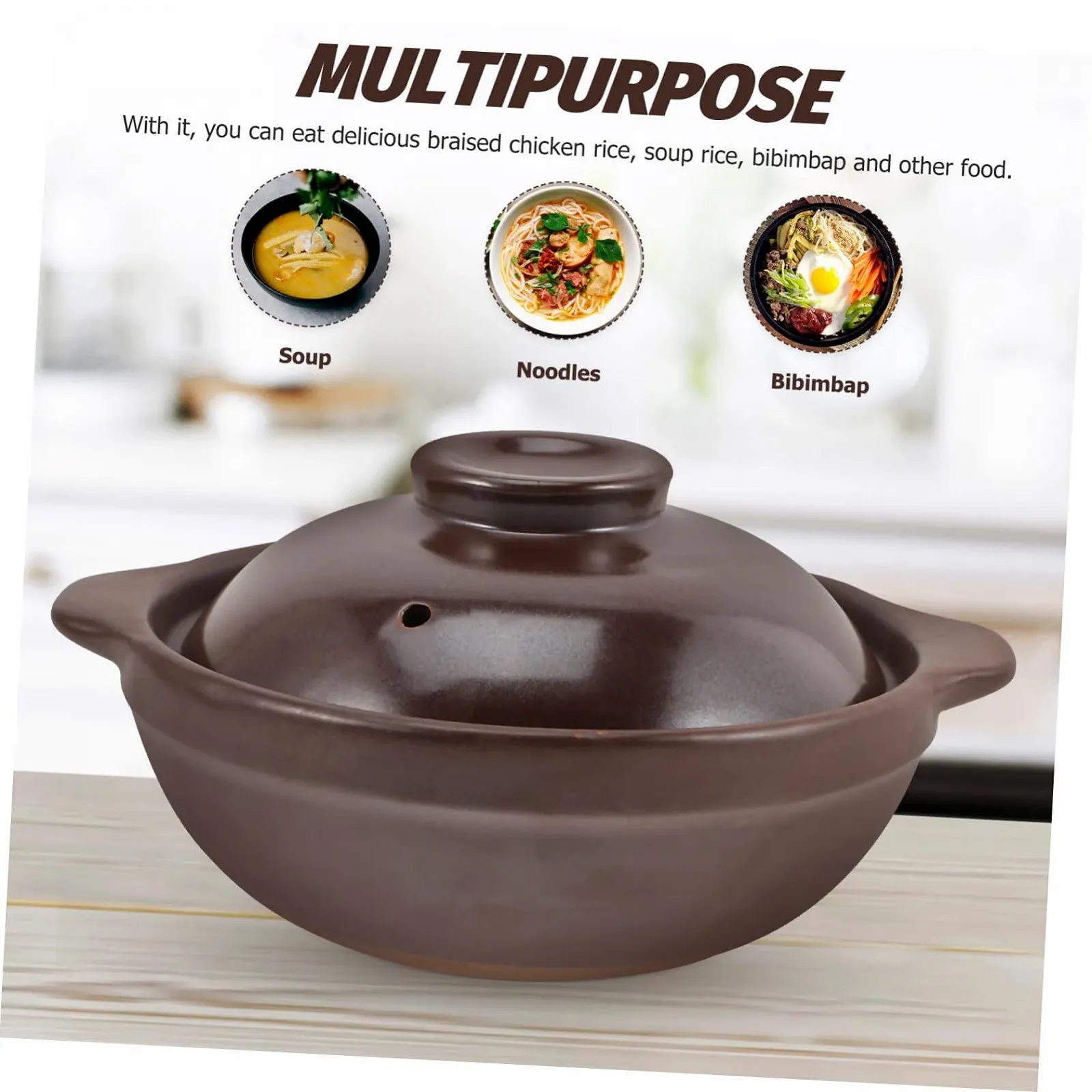 Горшок керамический с крышкой Термостойкий Антипригарный Коричневый, фото №9