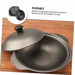 Кастрюля-жаровня Lurrose с крышкой, бесшовной поверхностью, антипригарным покрытием и двойной ручкой synthetic.ua - Фото 1