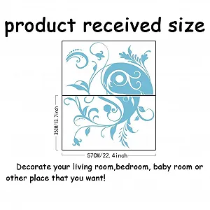 Наклейка на стіну SUPERDANT Yin Yang Flowers 57 x 35 см Синя вінілова 2 шт. synthetic.ua - Фото 1