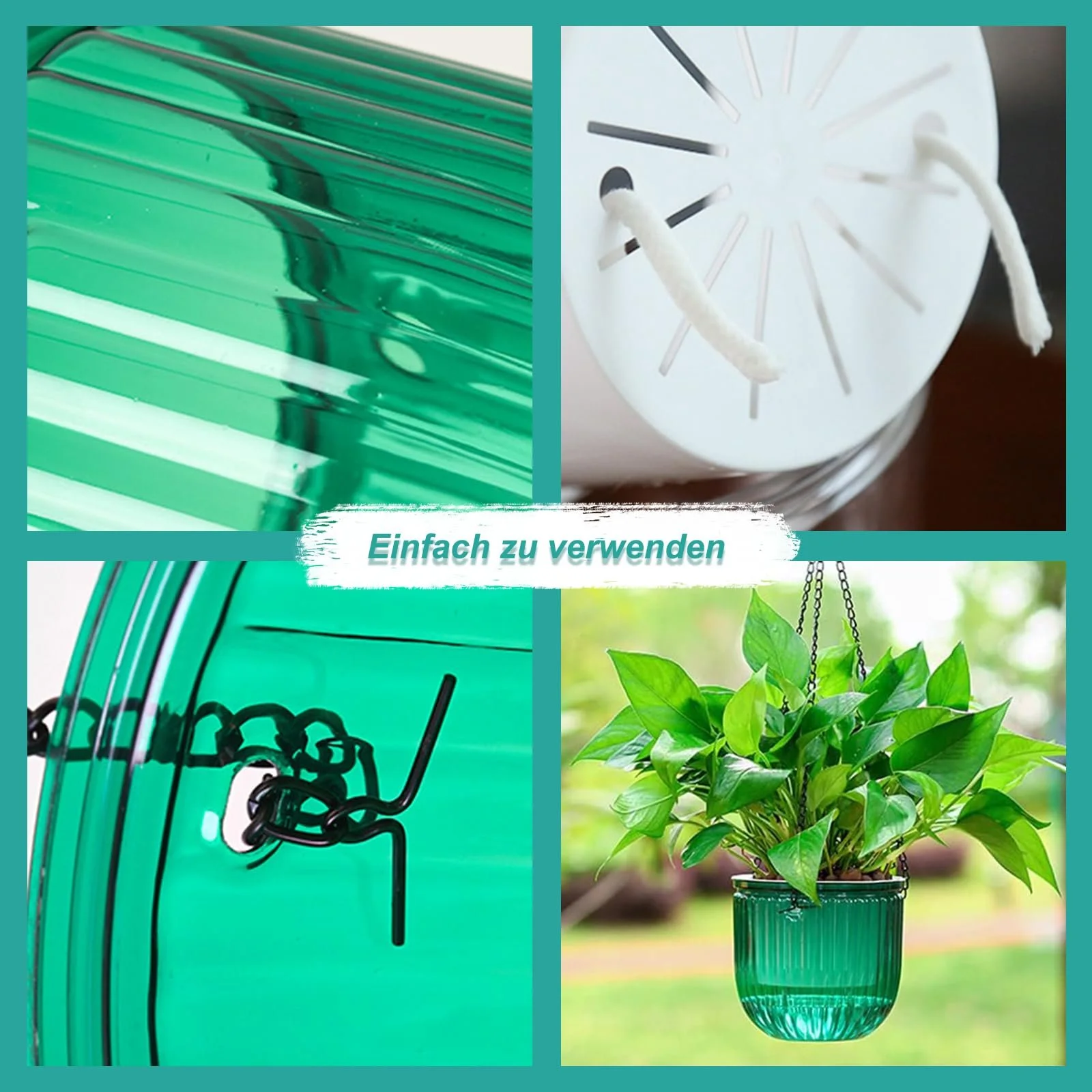 Підвісні горщики 2 шт з автополивом зелені для дому та саду, фото №4