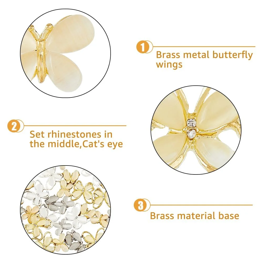 Підвіски для нігтів Котяче око Метелик, 6 стилів, зроблені зі сплаву, аксесуари зі смоли для DIY манікюру, фото №3