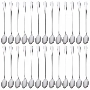 Набор ложек для латте макиато, 30 штук, кофейные ложки, ложки для мороженого, длинные ложки 195 см, длинная ложка для смешивания, ложка для эспрессо из нержавеющей стали, ложка для кофе со льдом, длинная для молочного коктейля, мороженого - Фото 1