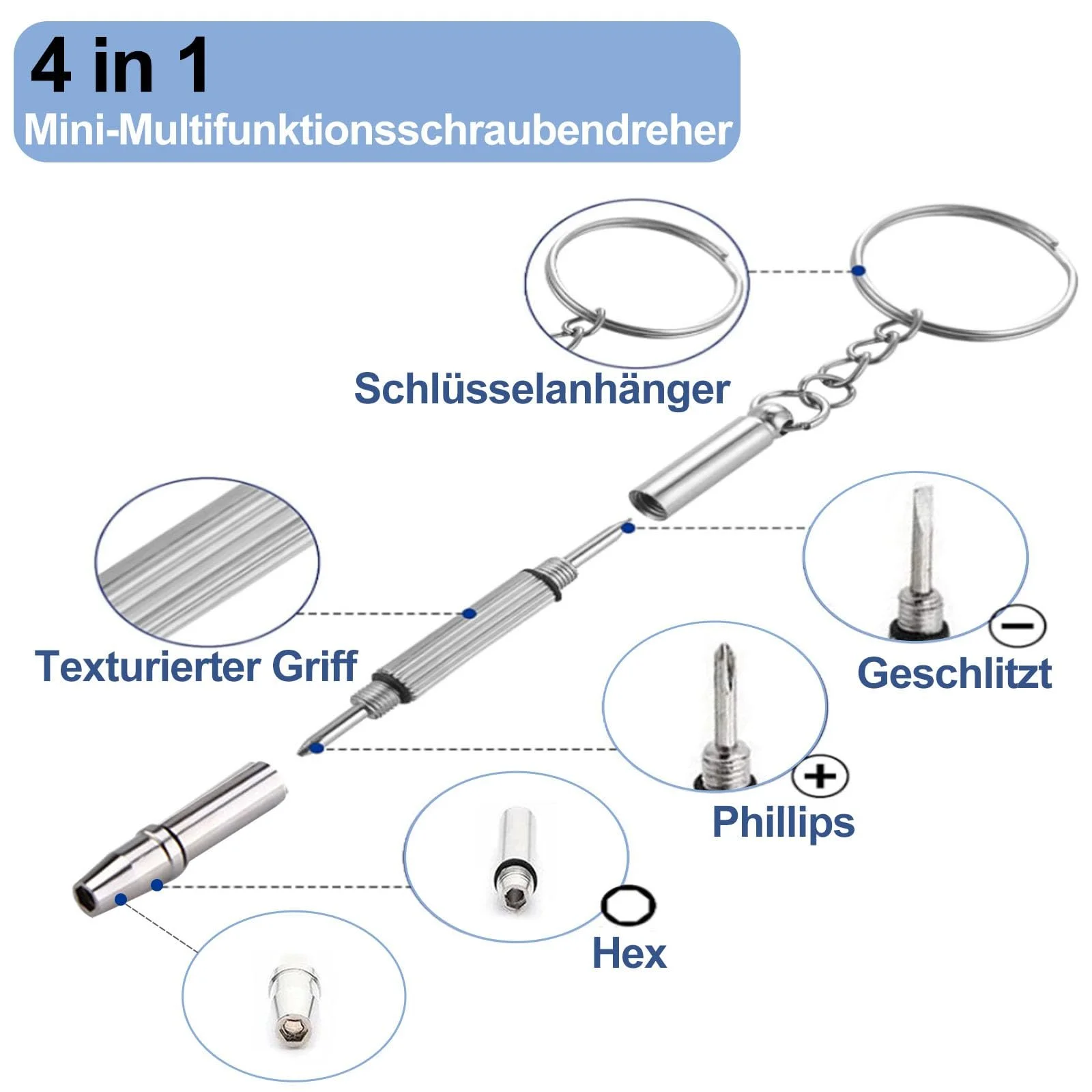 Набір 2 міні-оправки викрутки 4 в 1 набір для ремонту окулярів прецизійна нержавіюча сталь, фото №3