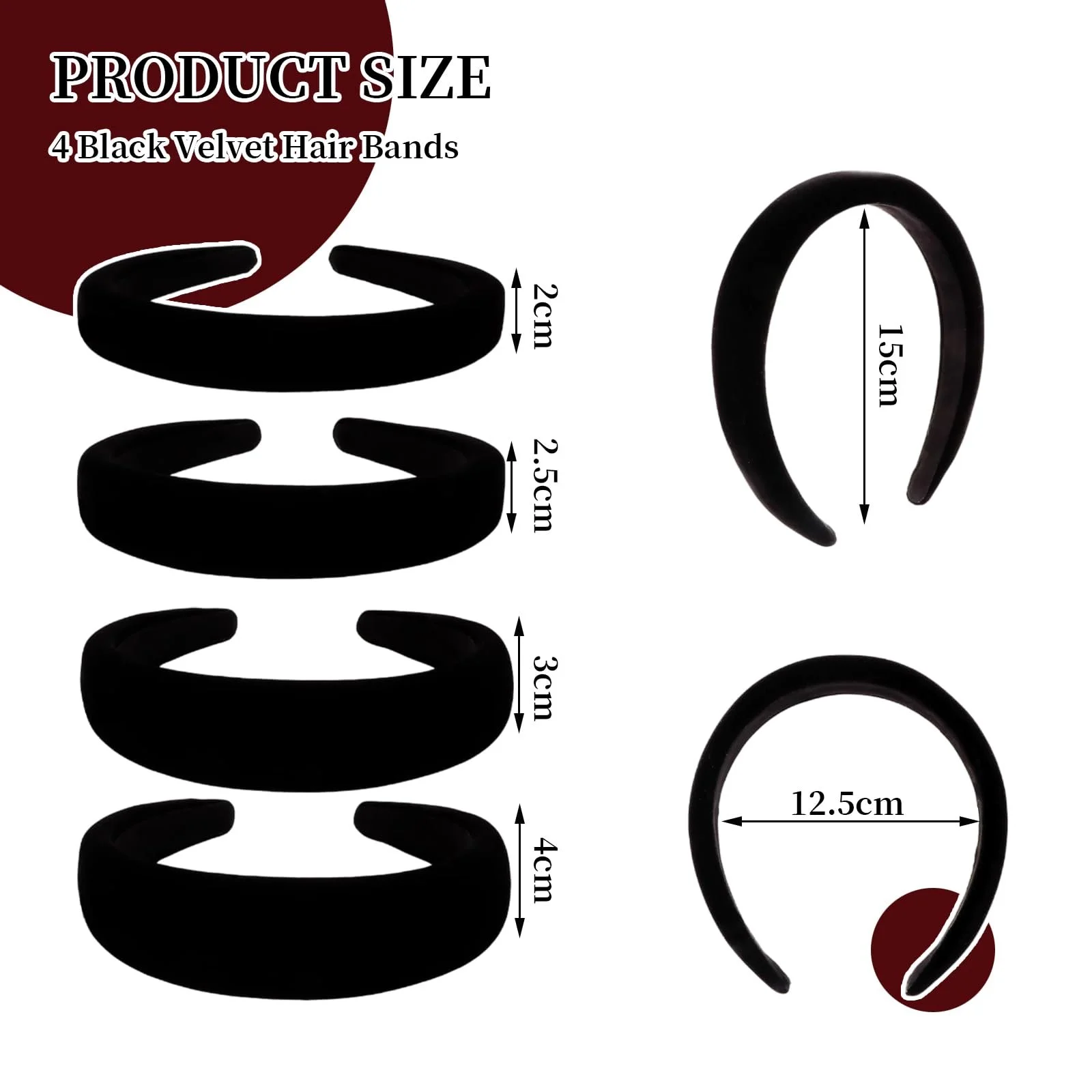 Обруч Жіночий Оксамитовий Чорний, Різна Ширина, фото №2