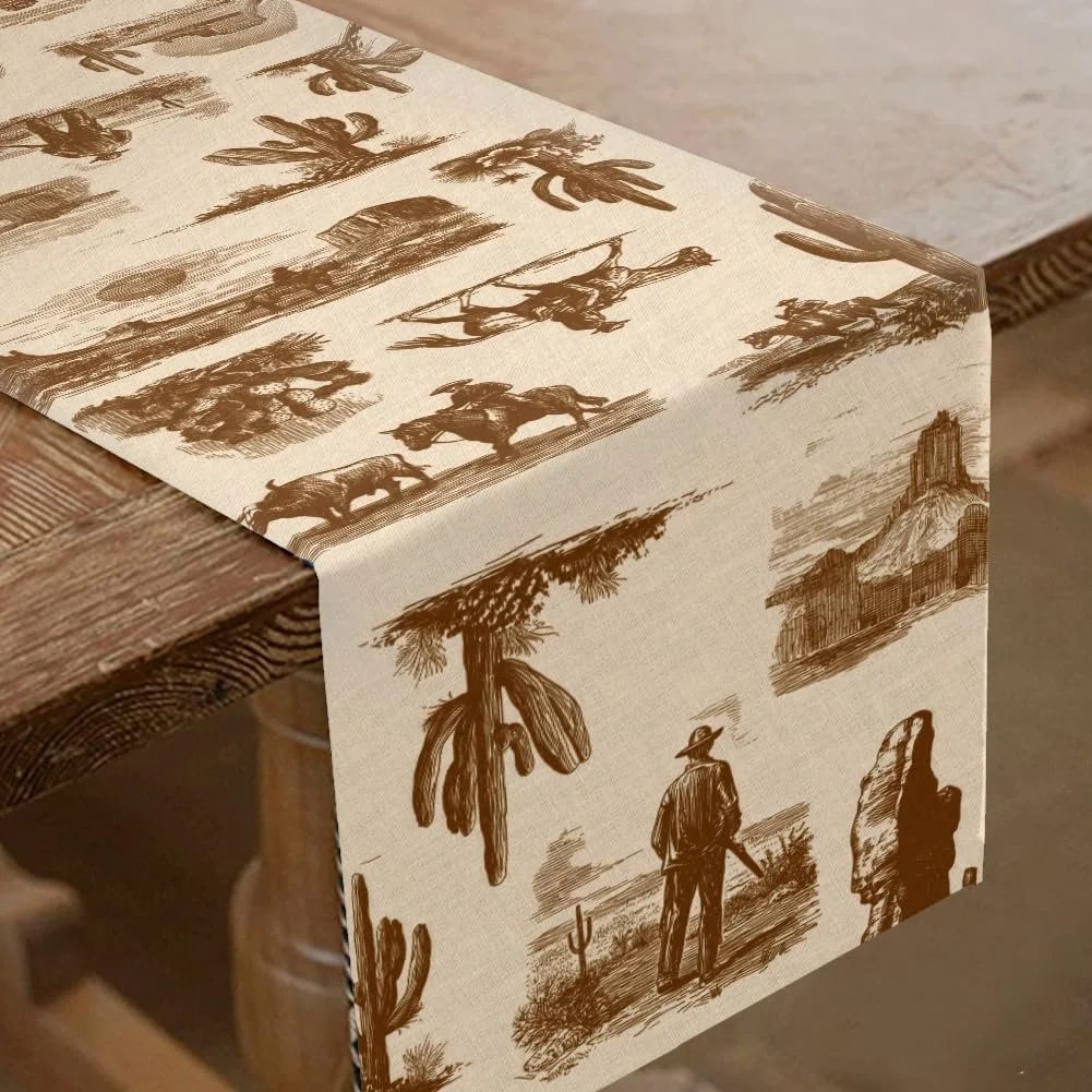 Дорожка на стіл SUPERDANT Sketch Western Cactus Cowboy 183 x 33 см, фото №1
