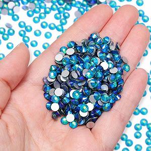 Стрази Скляні Кристали з плоскою задньою стороною S 6, 1440 шт, блакитні - Фото 1