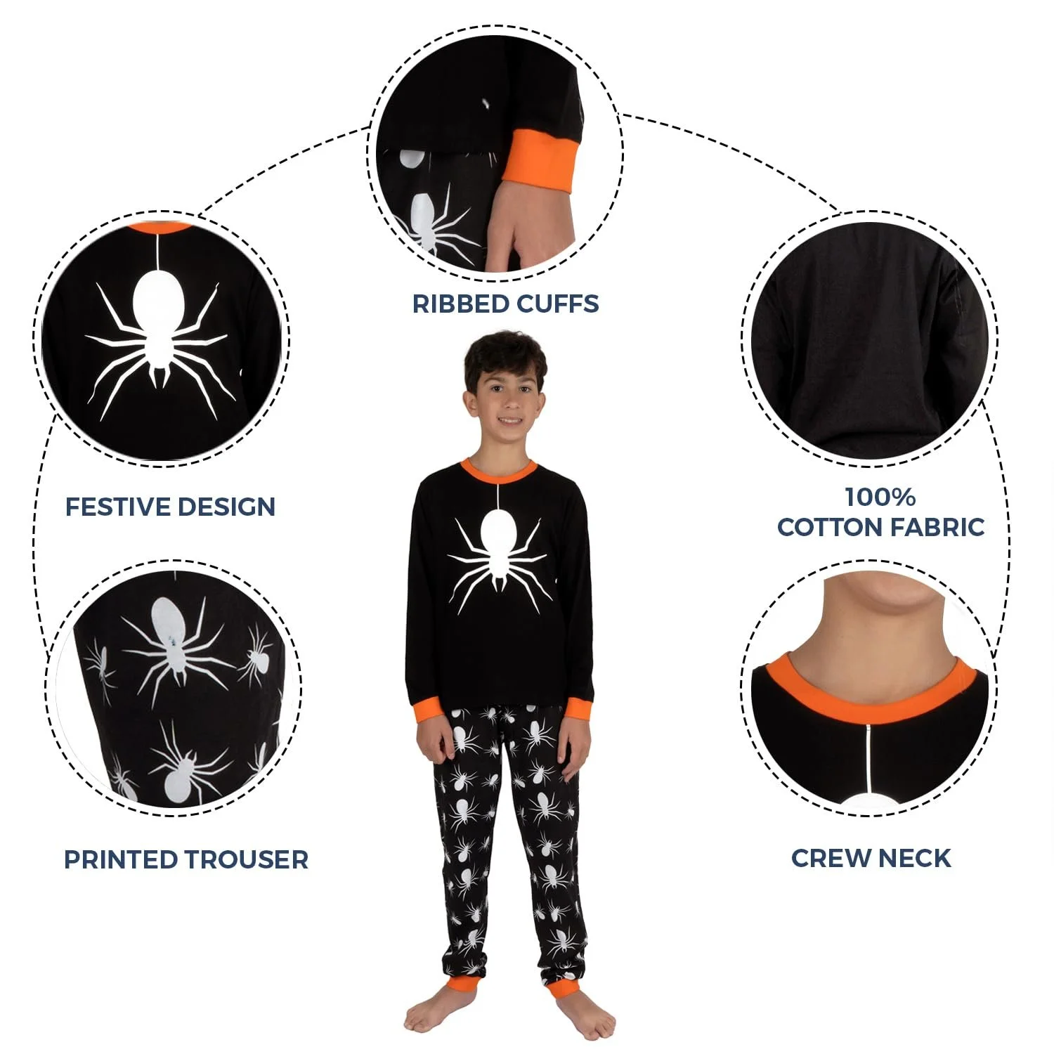 Піжама для хлопчиків NOROZE Піжама на Хелловін Гарбуз Павук, фото №4