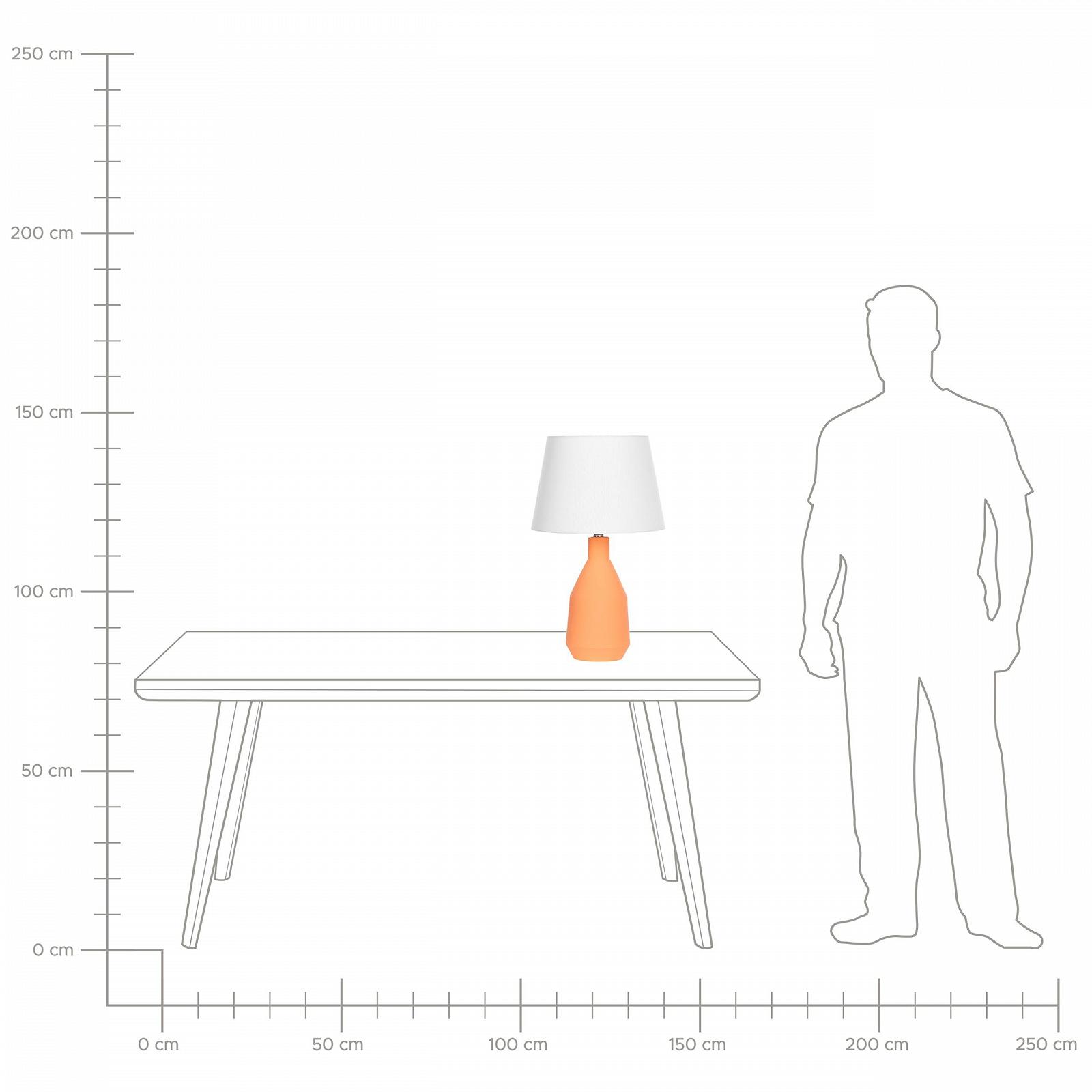 Настільна лампа Lambre приліжкова Ceramic Base Linen Shade Drum Shape Білий Помаранчева Теракота, фото №8