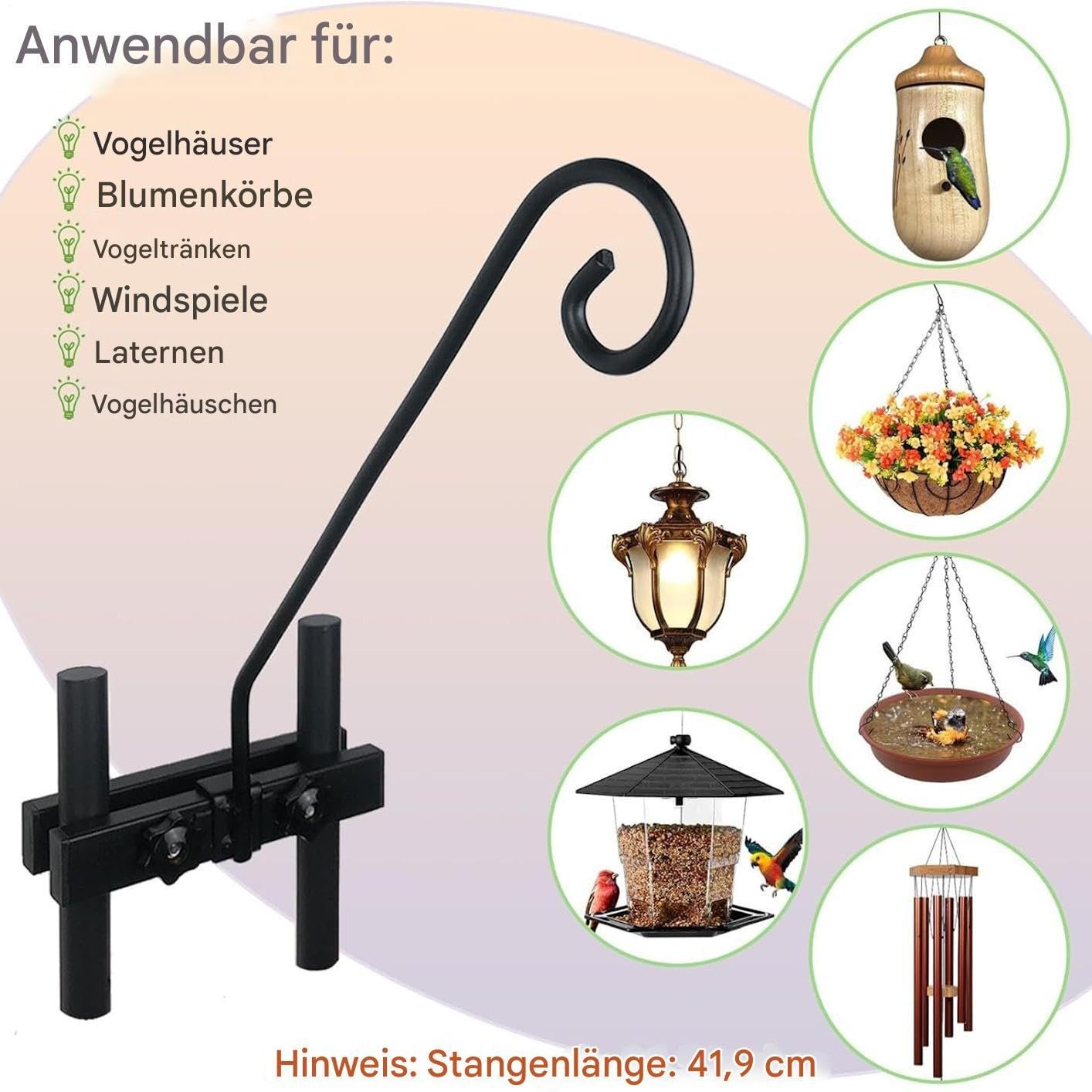 Кронштейн для підвісних рослин Металевий Регульований Чорний, фото №7 Кронштейн для підвісних рослин Металевий Регульований Чорний, фото №7