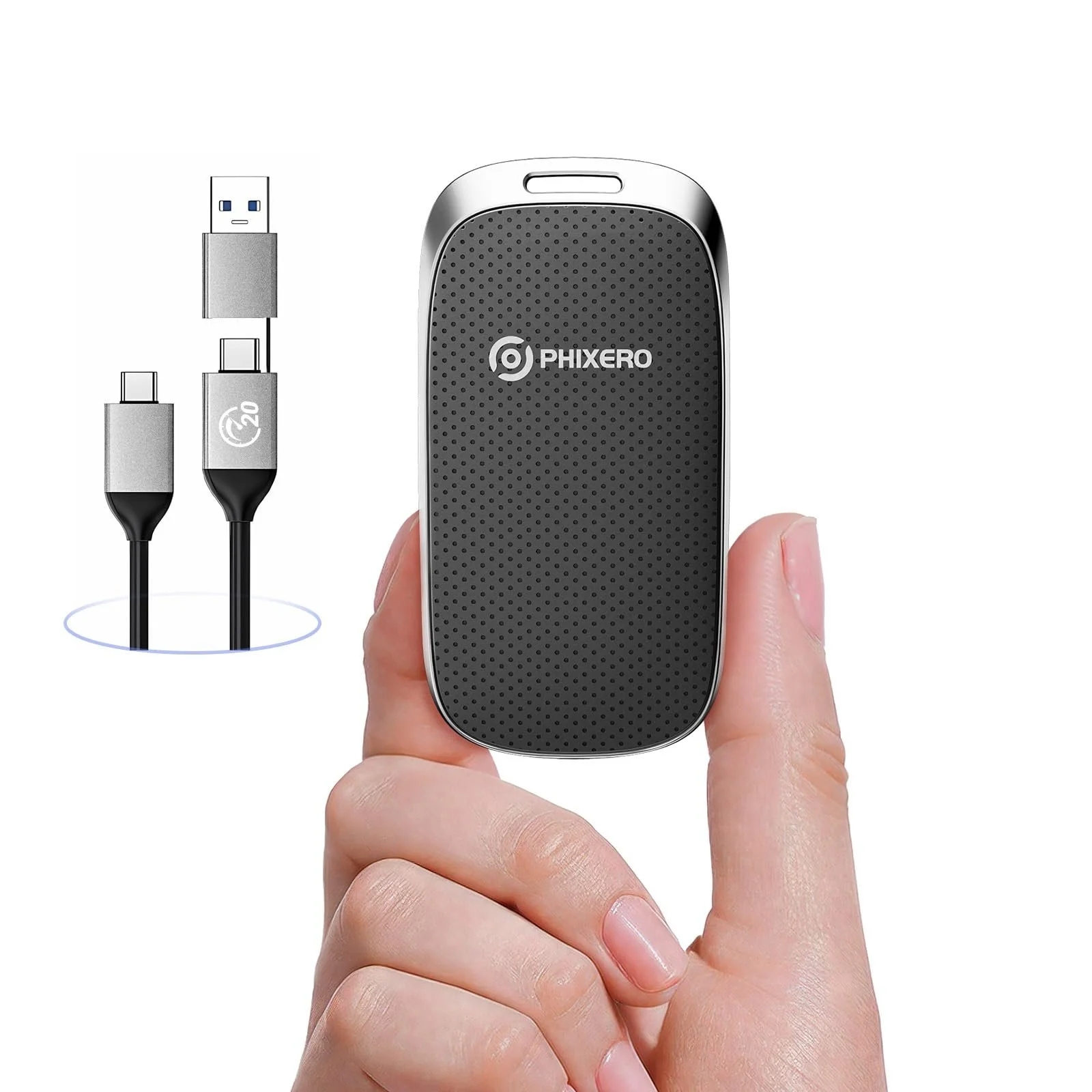 SSD PHIXERO P20 1TB Портативний USB 3.2 Gen 2X2 USB C Чорний, фото №1