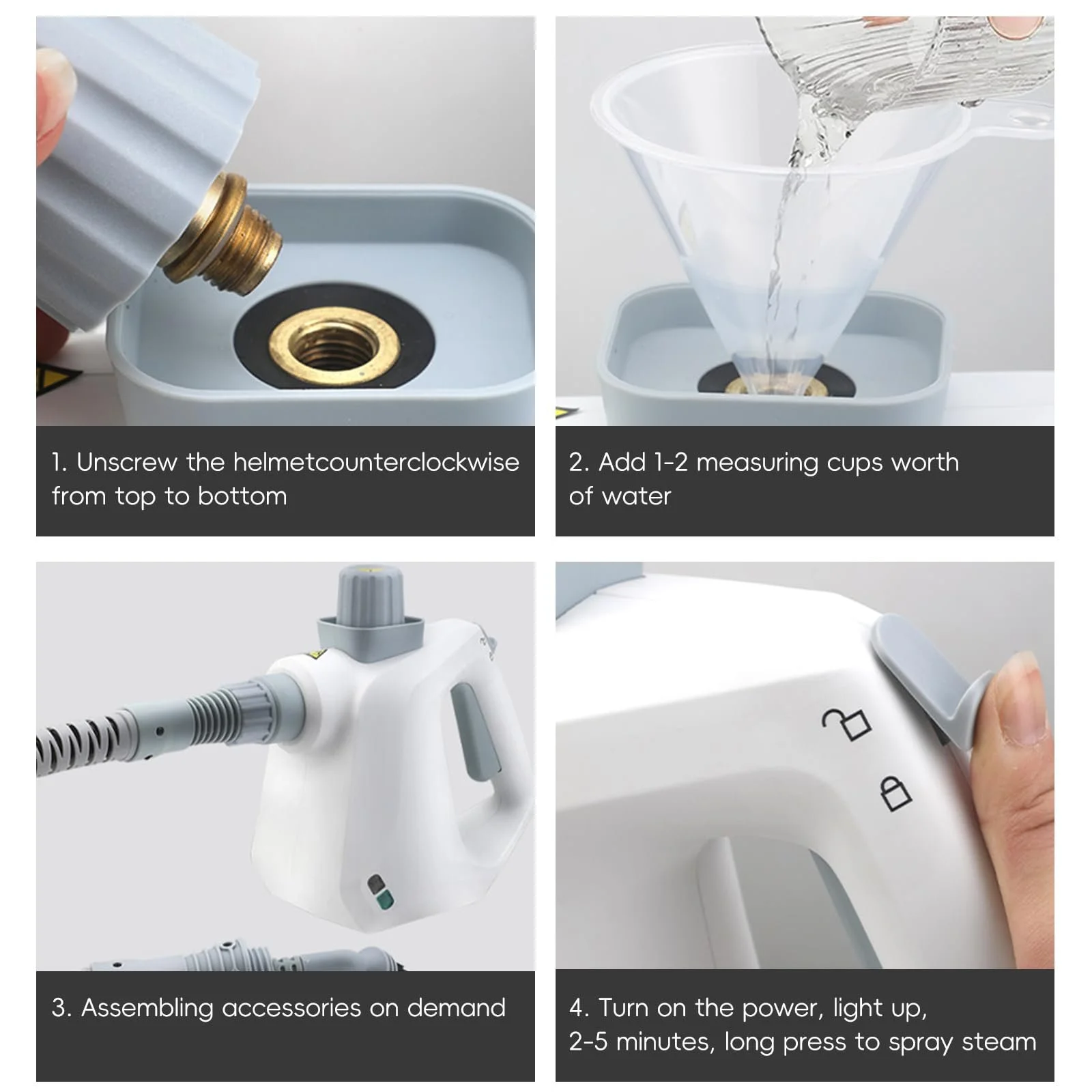 Ручний пароочисник 1000 Вт 3.2 Бар 9 аксесуарів, фото №6 Ручний пароочисник 1000 Вт 3.2 Бар 9 аксесуарів, фото №6