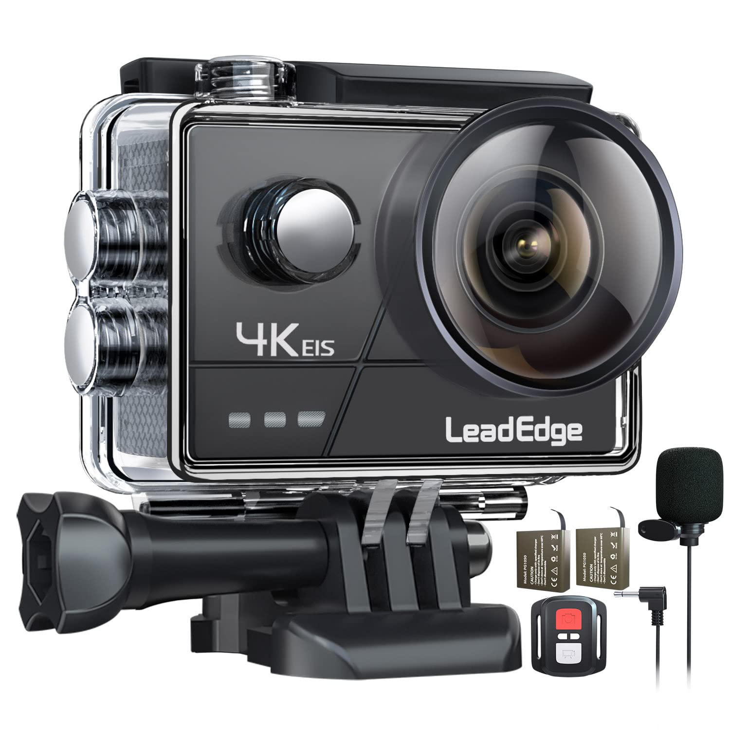 Екшн-камера LeadEdge A20 4K/30FPS 20MP Зовнішній Мікрофон WiFi Анти-Тряска Стабілізація зображення Шоломна Екшн-камера 40M 2.0 IPS 2.4G Пульт 2 Акумулятори, фото №1