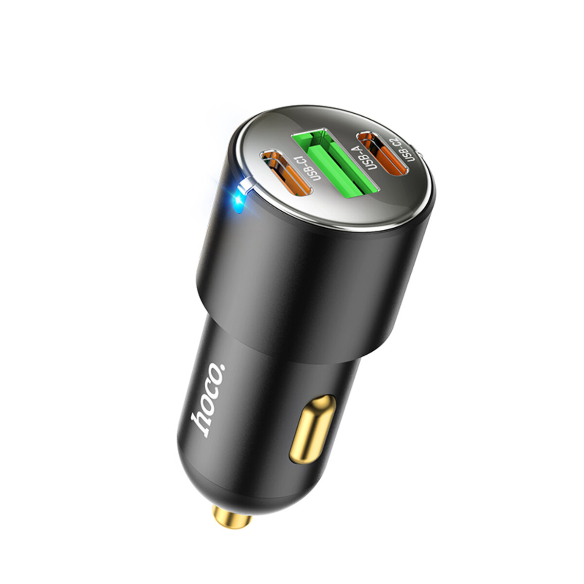 Автомобільний зарядний пристрій HOCO NZ6 PD45W 3-port(2C1A) car charger Black, фото №1