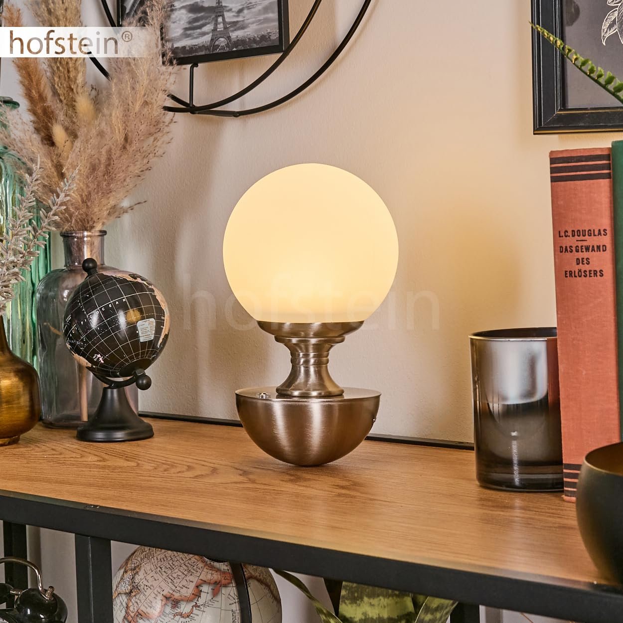 Світлодіодна настільна лампа Lakolk метал/скло акумуляторна 2,5 Вт 243 лм USB-C матовий нікель/матове скло, фото №8