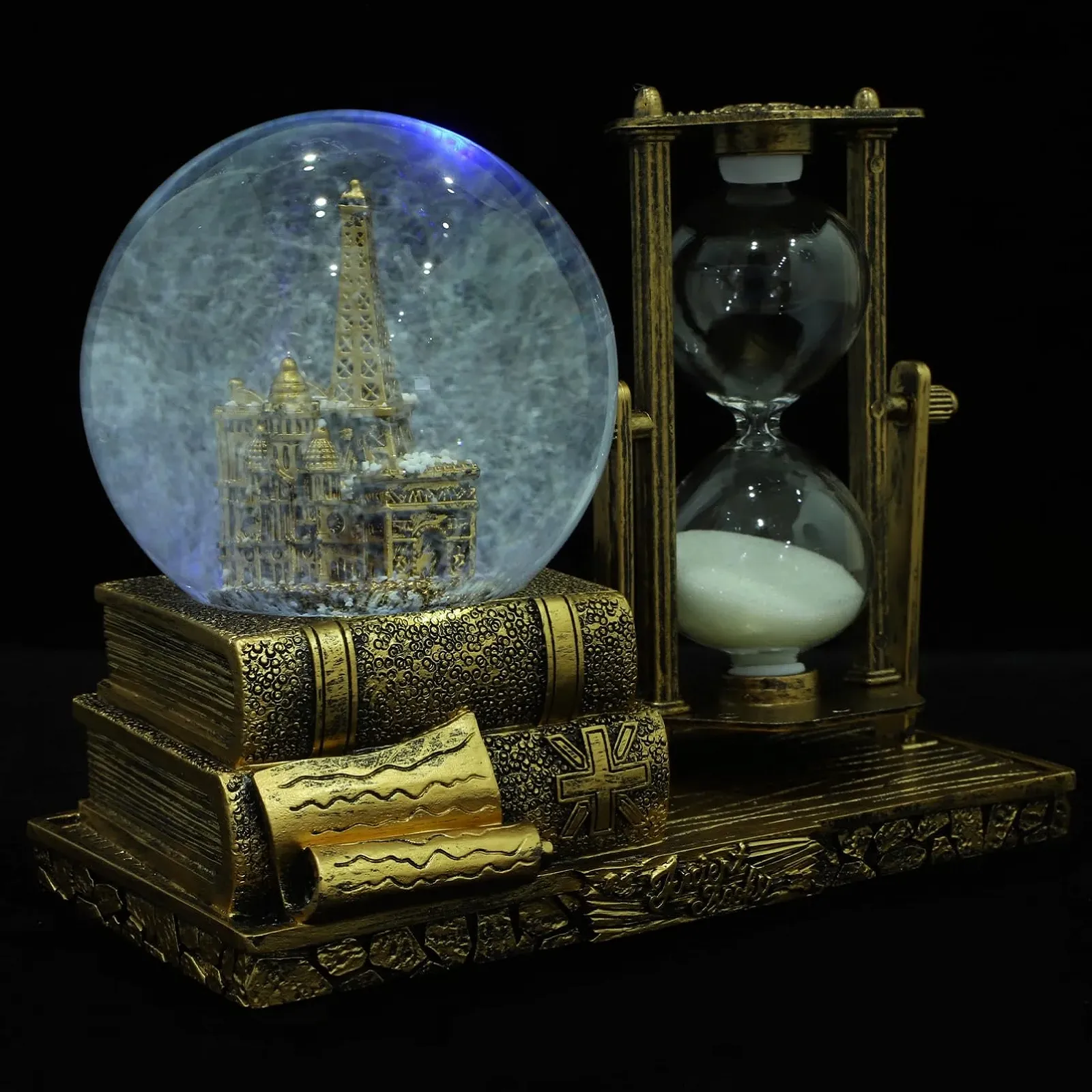 Пісочний годинник VICASKY з кришталевою кулею та музикою, прикраса для столу, смола, вінтажний стиль, фото №4