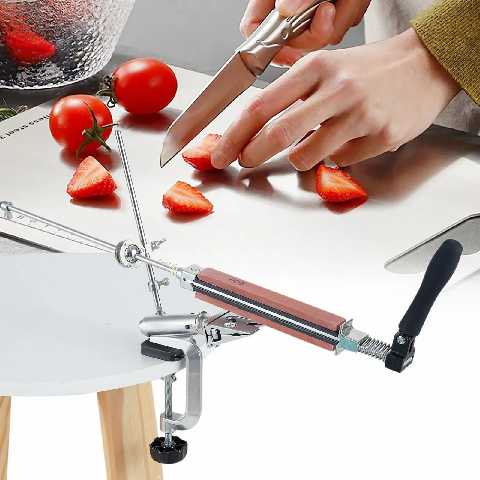 Точилка для ножей ручная система заточки с 6 камнями и зажимом фиксированного угла 360 градусов 180 градусов флип, фото №7