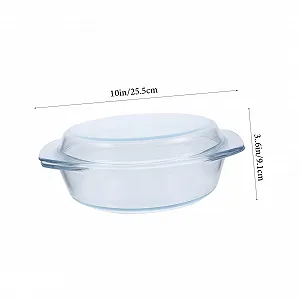 Скляна форма для запікання кругла з кришкою для духовки та мікрохвильової печі synthetic.ua - Фото 1