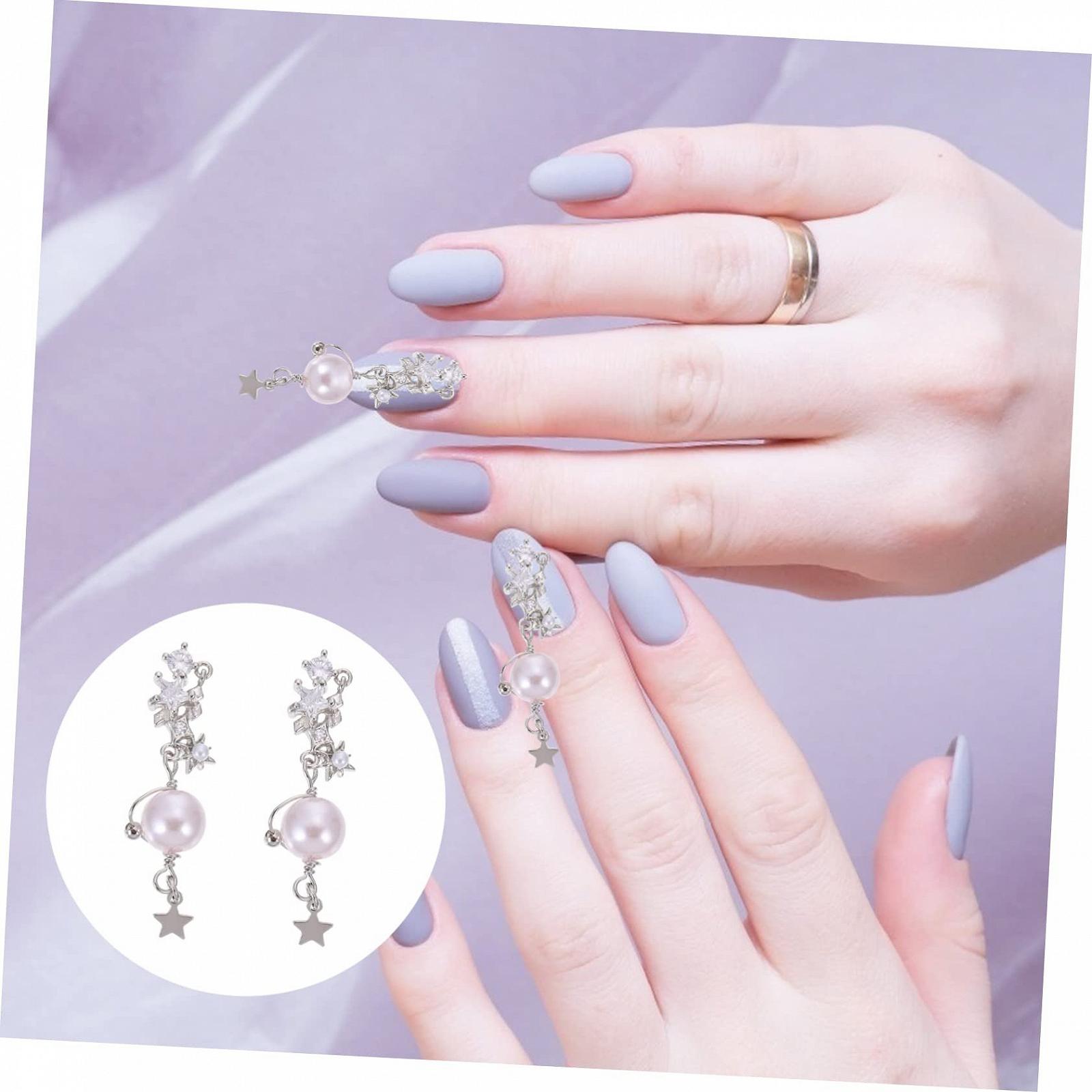 Кольцо-цепочка для ногтей Жемчуг Декор Маникюр Жемчужное ожерелье для ногтей Уникальный блестящий дизайн ногтей, фото №7