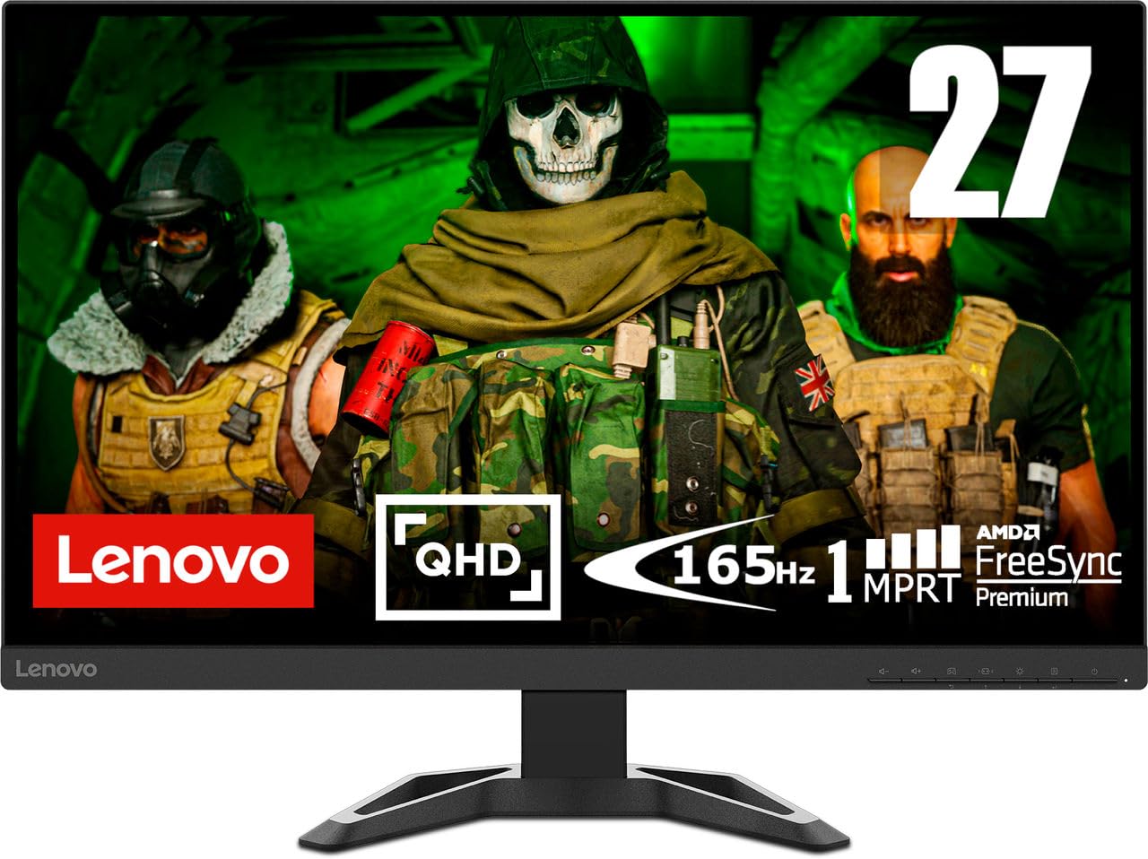 Монітор Lenovo G27q-30 Ігровий 27 дюймів WQHD 2560 x 1440 165Hz 350 ніт 1мс HDMI DisplayPort AMD FreeSync Регульована висота Чорний, фото №1
