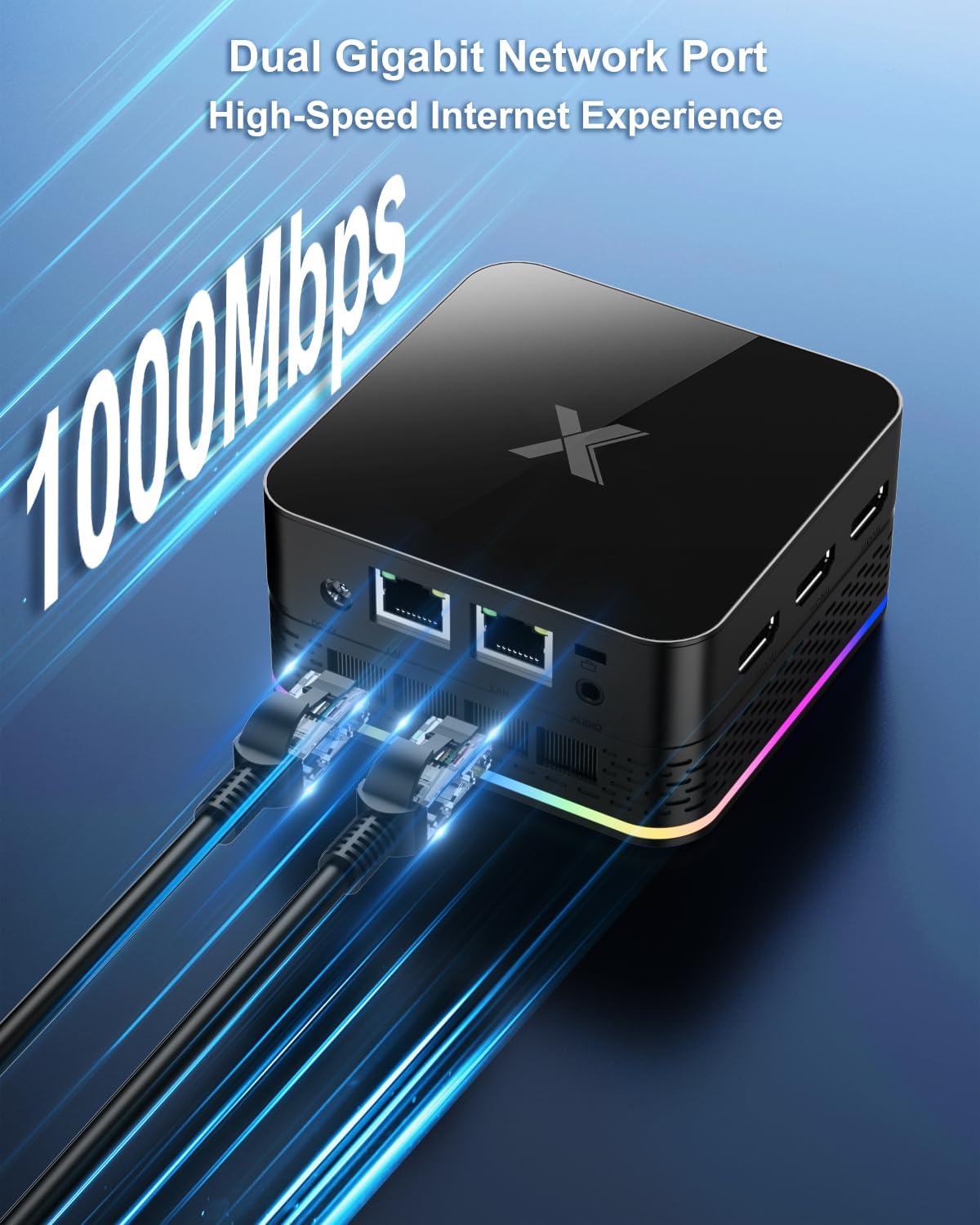 Міні ПК SUKOTOP T9 PLUS / Intel Alder Lake N95 (до 3.4 ГГц) / RAM 12 ГБ LPDDR5 / SSD 512 ГБ / 3 x HDMI / 2 x LAN (RJ45) / Wi-Fi 6 / Bluetooth 4.2 / Windows 11 / Чорний, фото №5