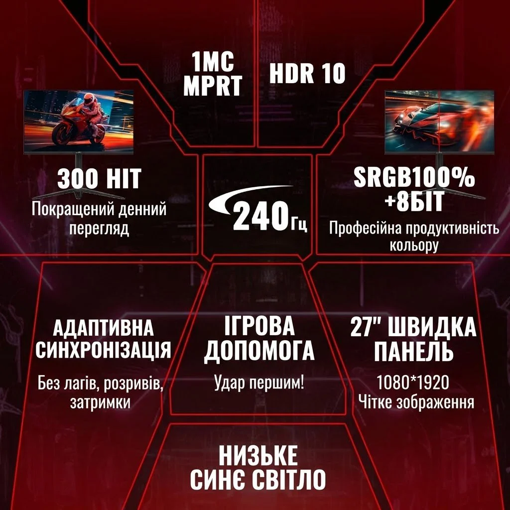 Монітор 27" Smart Tech 270G01FVF Full HD VA 240 Гц, фото №2