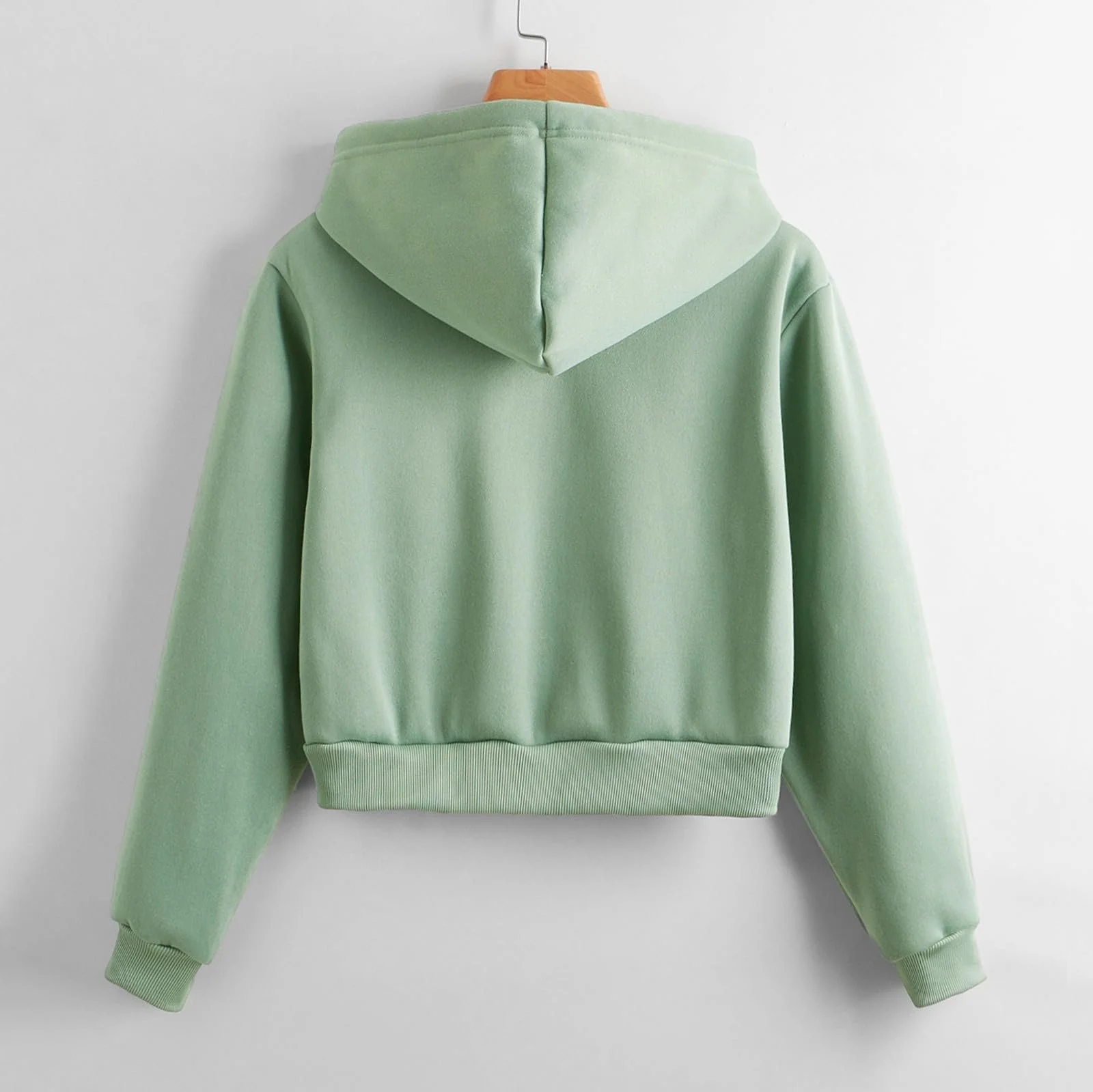 Женский худи на молнии однотонный с капюшоном и длинными рукавами, фото №4 Женский худи на молнии однотонный с капюшоном и длинными рукавами, фото №4