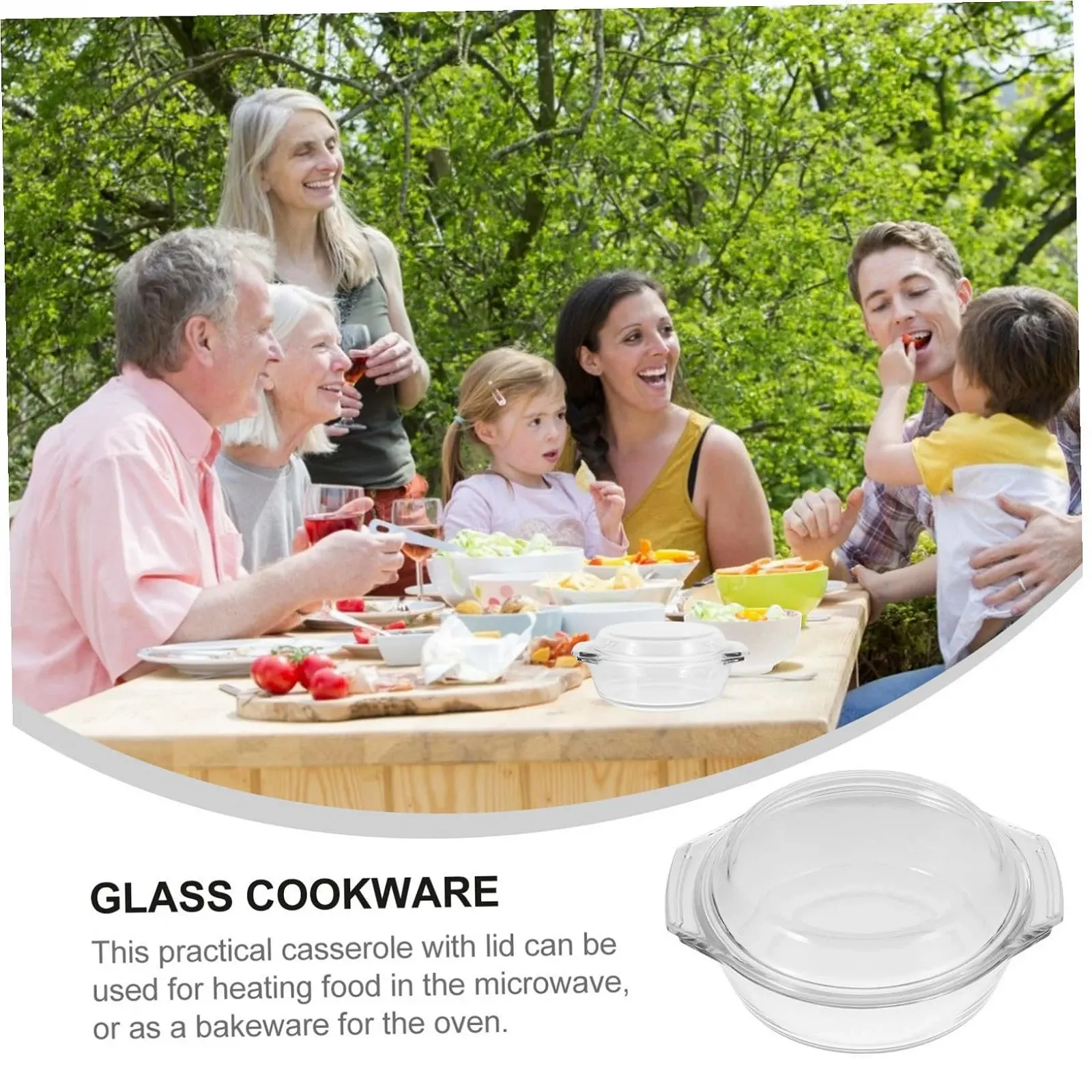 Кастрюля TOYANDONA стеклянная термостойкая с крышкой прозрачная, фото №6