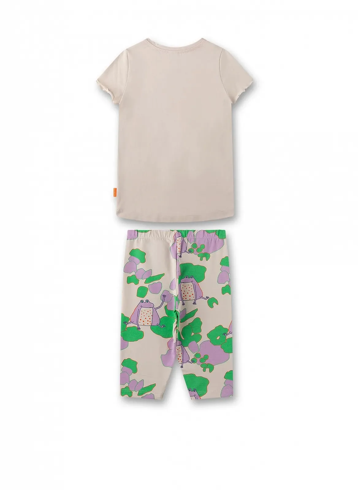 Пижама Sanetta для девочек Короткая бежевая с лягушками, фото №2 Пижама Sanetta для девочек Короткая бежевая с лягушками, фото №2