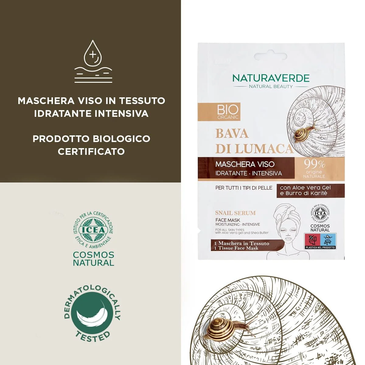 Зволожуюча маска для обличчя зі слизом равлика, фото №4